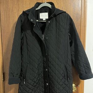 Coldwater Creek Quilted Hooded Car Coat. Black. Size Petite Small